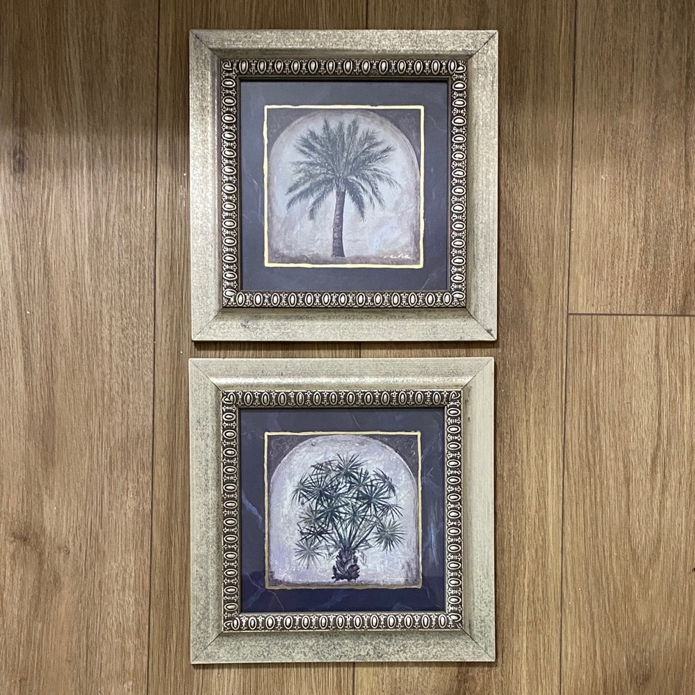 Palm Tree Art Prints with Gold Accented Frame